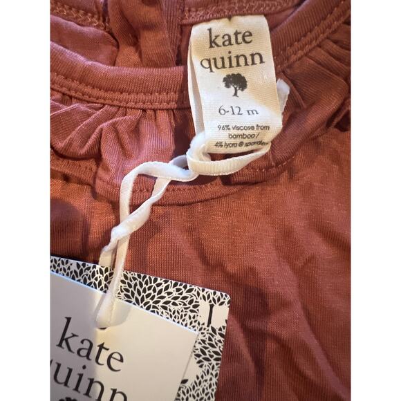 NWT Kate Quinn Dark Pink Muted Short Sleeve Ruffle Tee Tshirt Bamboo 6-12m - Picture 2 of 2